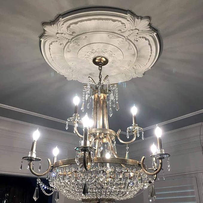 Ekena Millwork CM12BRFLS 12-1/2" x 3-7/8" x 3/4" Bradford Ceiling Medallion, Flash Gold