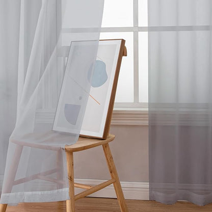 Chyhomenyc Light Grey Sheer Curtains 84 Inch Length 2 Panels, Light Filtering Soft Airy Voile Rod Pocket Sheer Window Drapes for Bedroom Living Room, Each 42Wx84L Inches