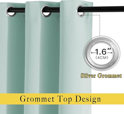 NICETOWN Light Reducing Grommet Curtains - Triple Woven Textured Soft Curtain Panels for Living Room Window Treatment Drapes for Sliding Door (W80 x L108, Aqua Blue, 2 Pieces)