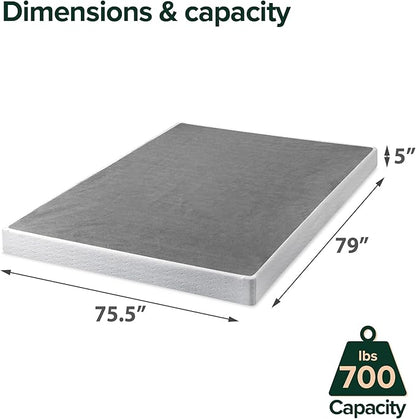 ZINUS 5 Inch King Metal Smart Box Spring with Quick Assembly, Mattress Foundation, Strong Metal Frame, Easy Assembly