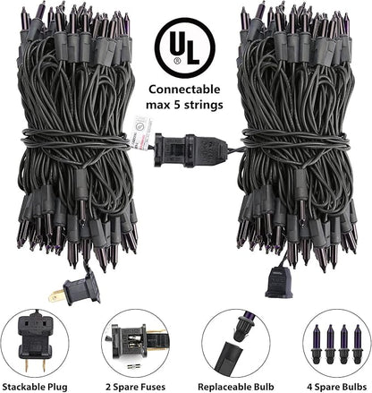 Toodour Purple Halloween Lights, 25ft 100 Count Incandescent Halloween String Lights, UL Certified Connectable Mini Bulbs String Lights for Home, Garden, Porch, Yard, Patio, Party, Indoor Decoration