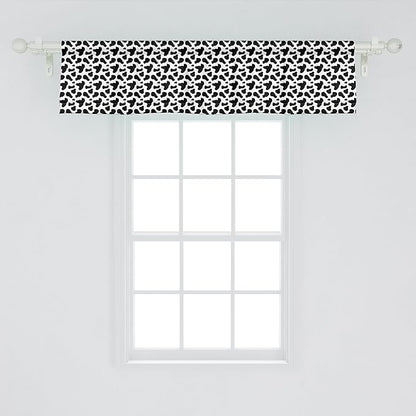 Ambesonne Cow Print Window Valance Pack of 2, Animal Hide Pattern Spots Farm Life Cattle Camouflage Animal Skin, Rod Pocket Curtain Valances for Kitchen Bedroom, 42" X 12", Charcoal Grey White