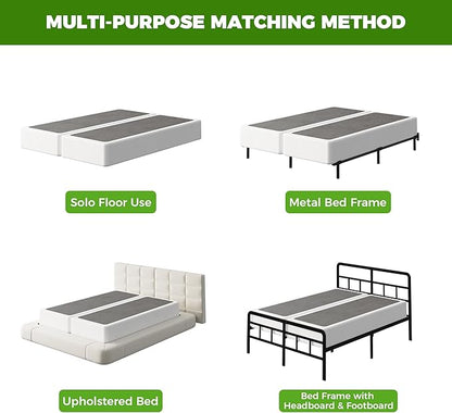 EMODA 7 Inch Split Full Size Box Spring Bed Base, 3500LBS Heavy Duty Metal Box Spring Full Mattress Foundation with Fabric Cover, Noise-Free, Non Slip, Easy Assembly