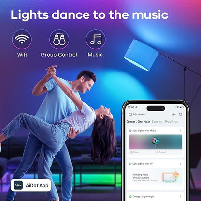 Linkind Matter Smart Light Bulb, Smart Bulbs Work with Apple Home, Siri, Alexa, Google, SmartThings, LED RGBTW Color Changing Bulbs Music Sync,A19 E26 60W 800LM, 2.4GHz WiFi Only, 4 Pack