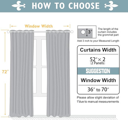 ChrisDowa 100% Blackout Curtains 72 inch Long for Bedroom with Black Liner, 2 Thick Layers Total Blackout Thermal Insulated Grommet Window Curtains 2 Panels Set (Light Beige, 52 x 72 Inch)
