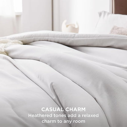 Bedsure Full Comforter Set - Grayish White Soft Bedding for All Seasons, Cationic Dyed Bed Set, 3 Pieces, 1 Full Size Comforter (82"x86") and 2 Pillow Shams (20"x26"+2")