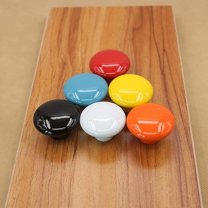 HUAMULAN 15PCS Black Glossy Ceramic Knobs Round Cabinet Dresser Pulls Door Handles Cupboard Wardrobe Drawer, Dia. 1.5 inch 38mm