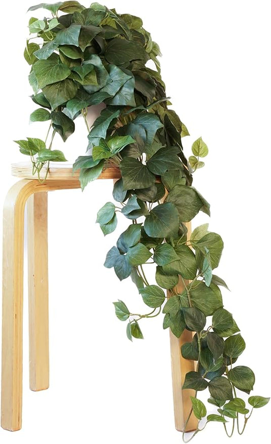 Retrograde 32" Realistic Fake Pothos Ivy Plant Silk Artificial Plant for Aesthetic Home Decor Indoor (Dark Green)