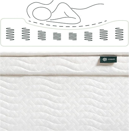 ZINUS 12 Inch Foam and Spring Hybrid Mattress [New Version], Queen, Fiberglass Free, Medium Firmness, Durable Support, Certified Safe Foams & Fabric, Mattress in A Box