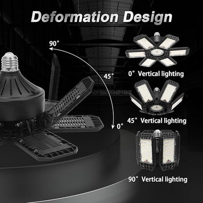 2 Pack Garage Light, 200W 20000LM 6500K LED Shop Lights, Garage Lights Ceiling Led with 6+1 Deformable Panels, Screw in E26/E27 Socket Bulb for Warehouse, Workshop, Basement, Barn Lighting