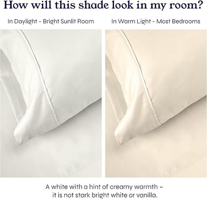 California Design Den 2-Pack Full 100% Cotton Sateen 400 Thread Count Sheets - Extra Soft, Breathable & Cooling Sheets, Wrinkle Resistant, 2 Sets of Deep Pocket Bed Sheets - Ivory (Pale Tone)
