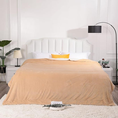 NANPIPER King Size Blanket Warm Sherpa, Soft Fleece Throw for Bed, Reversible Thick Fuzzy Microfiber for Winter (Beige,90x108 inches)