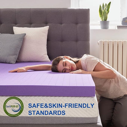SINWEEK 3 Inch Gel Memory Foam Mattress Topper Ventilated Soft Pressure Relieve Mattress Pad, Breathable Bed Topper, CertiPUR-US Certified, Twin Size