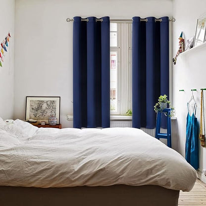 BGment Blackout Curtains for Bedroom - Grommet Thermal Insulated Room Darkening Curtains for Living Room, Set of 2 Panels (38 x 63 Inch, Navy Blue)