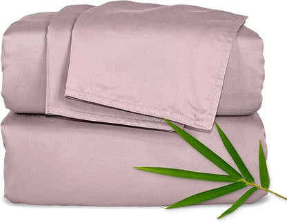 Pure Bamboo Full Sheets, Genuine 100% Organic Viscose Derived from Bamboo Bed Sheet Set, Luxuriously Soft & Cooling, Double Stitching, Lifetime Quality Promise (Full, Dusty Pink)