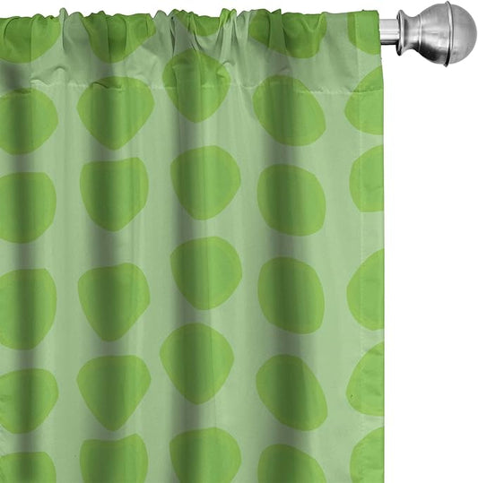 Ambesonne Lime Green Window Curtains, Simplistic Formless Geometric Shapes in Different Shades Theme, Lightweight Decor 2-Panel Set with Rod Pocket, Pair of - 28" x 84", Green