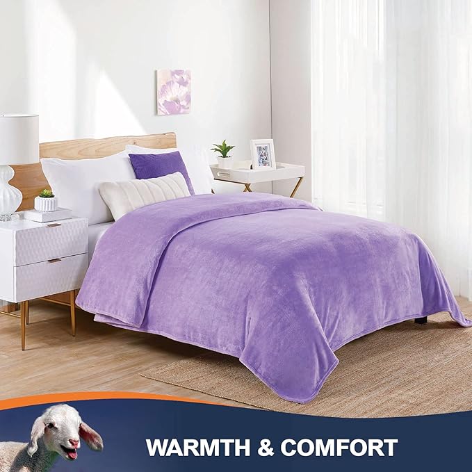 Walensee Fleece Blanket Plush Throw Fuzzy Lightweight (XL-Twin Size 66x90 Lavender) Super Soft Microfiber Flannel Blankets for Couch, Bed, Sofa Ultra Luxurious Warm and Cozy for All Seasons