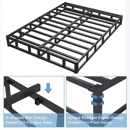 King Box Spring - 7 Inch High Profile Box Spring for King Bed, Sturdy Metal Frame Mattress Foundation, Easy Assembly, Quiet & Noise-Free