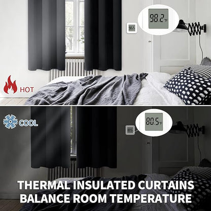 BGment Blackout Curtains - Grommet Thermal Insulated Room Darkening Bedroom and Living Room Curtains, Set of 2 Panels (52 x 120 Inch, Black)