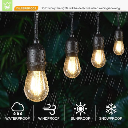 15 Pack Dimmable Shatterproof S14 LED Replacement Outdoor String Light Bulbs, 2700K 2W Plastic LED E26 Medium Screw Base Edison Bulbs Equivalent to 11-25 watt