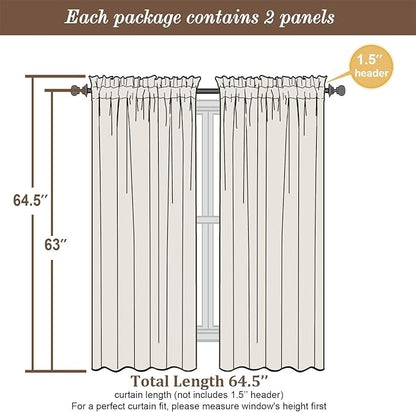 Chyhomenyc Light Green Sheer Curtains 63 Inches Long 2 Panels Set- Light Filtering Curtains for Bedroom, Soft Airy Voile Rod Pocket Living Room Window Drapes, 42Wx63L Inches, 2 PCS