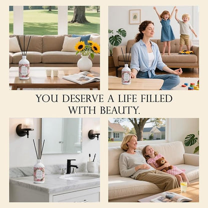 M&SENSE Reed Diffuser Oil Refill, 16.9oz (500ml) with 10 Reed Sticks, Fresh Cut Rose Scent Home Fragrance, Scented Oil Refills, Natural Essential Oils for Diffusers, Home Décor for Home Spa Office