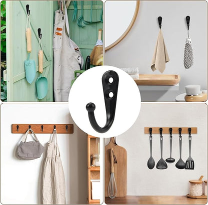 60 Pack Wall Hooks for Hanging, Heavy Duty Small Coat Hooks Wall Mounted for Living Room, Bathroom, Kitchen, Bedroom for Key, Cup, Bag, Hat, Scarf, and More (Black)