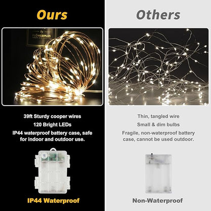 39Ft 120 LED Fairy Lights Battery Operated, RGB Color Changing String Light with Remote and Timer, Battery Powered Twinkle Lights for Bedroom, Dorm, Wall, Mason Jar, Backyard Indoor Outdoor Christmas