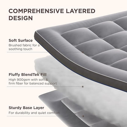 Bedsure Twin Mattress Topper - Pillow Top Mattress Pad Cover with Deep Pocket Fits up to 21 Inches, Plush Soft Bed Topper for Back Pain Relief, Overfilled with Down Alternative Filling, Grey