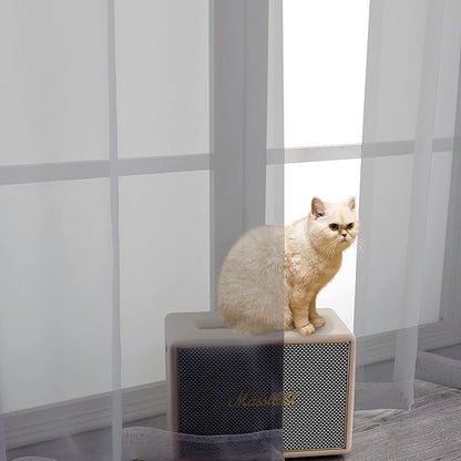 OVZME 2 Panels Grey Sheer Curtains, 84" Length for Bedroom, Elegant Light Filtering Sheer Curtains Window Treatment for Living Room, Each 42" Wx84 L
