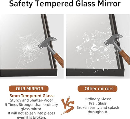 60x36 Inch Black Bathroom Mirrors for Over Sink, Large Rectangular Framed Mirror, Matte Modern Vanity Mirrors, Wall Mirrors for Bathroom, Tempered Glass, (Horizontal/Vertical)