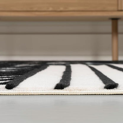 Eyely NCS101G-3 Odense High-Low Minimalist Angle Geometric Black/White 3 ft. x 5 ft. Area Rug, Black/White, 3 ft. x 5 ft., Indoor, Area Rug