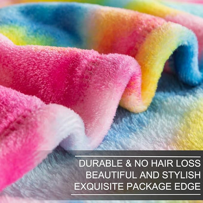 Colorful Blanket Twin Size- Premium Lightweight Anti-Static Rainbow Throw Soft Couth Sofa Cozy Warm Flannel Blankets Plush Gift for Daughter Mom, Bedroom Decor 66" x 90"(Rainbow Twin)