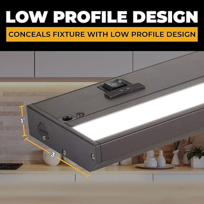 LED Under Cabinet Lighting Hardwired - 3CCT 9 Inch Bronze Finish - Undercabinet Lights for Kitchen - Linkable Undercounter Dimmable Plug in Light or Hard Wired - Under Counter Fixture Direct Wire