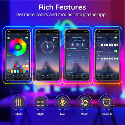 150Ft Led Rope Lights, Flexible Neon Lights Control with App/Remote, Multiple Modes, IP65 Outdoor RGB Waterproof, Music Sync Gaming Light Strip for Bedroom Decor