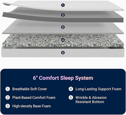 Avenco 6 Inch Full Size Mattress, Memory Foam Full Mattress in a Box for Comfort Sleep & Pressure Relief, CertiPUR-US Certified Medium Firm Full Mattresses