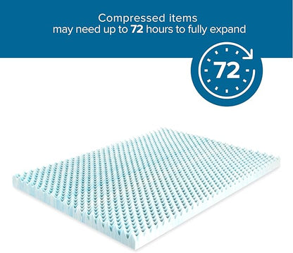ZINUS 2 inch Swirl Gel Cooling Memory Foam Mattress Topper, Cooling Airflow Design, CertiPUR-US Certified, Light Blue, Full