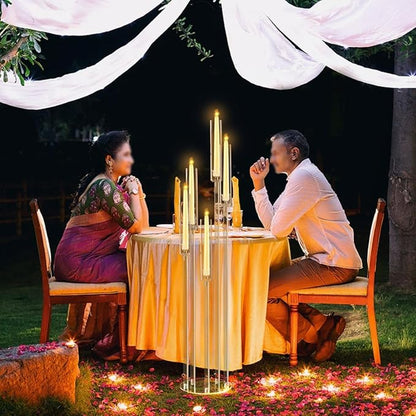 10pcs 5 Arm Candelabra Acrylic Clear Floor Candelabra for Wedding Decor Tall Candle Holder for Table Centerpiece Ceremony Party Home Decoration Fit 0.8 LED Candle