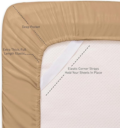 Queen Size Bed Sheets - Breathable Luxury Sheets with Full Elastic & Secure Corner Straps Built In - 1800 Supreme Collection Extra Soft Deep Pocket Bedding Set, Sheet Set, Queen, Taupe