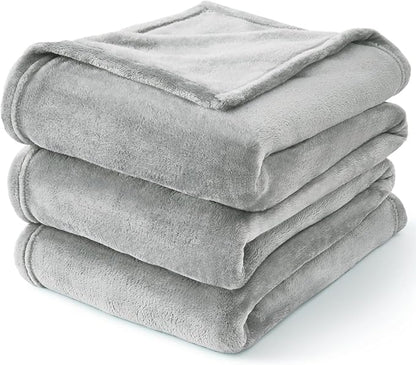 BEDELITE Fleece Blanket Light Grey Throw Blankets for Couch & Bed, Luxury Plush Cozy Fuzzy 60x80 inches, Super Soft Warm Lightweight Throw for Travel Camping