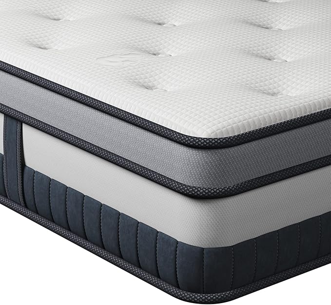 Vesgantti Twin XL Mattress 10 Inch Innerspring Multilayer Hybrid XL Twin Mattress - Ergonomic Design with Memory Foam and Pocket Spring Mattresses Twin XL Size - Box Top Series Medium Firm Feel