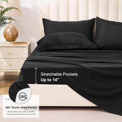 Love's cabin Full Comforter Set Ash Black, 7 Pieces Full Bed in a Bag, All Season Bedding Sets with 1 Comforter, 1 Flat Sheet, 1 Fitted Sheet, 2 Pillowcase and 2 Pillow Sham