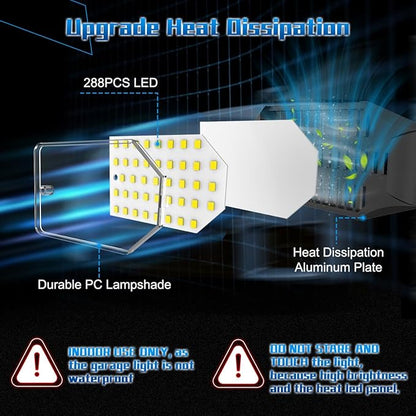 Garage Light - Super Brighter 15000LM Garage Light Bulb 150 Watt Equivalent Screw into E26 Socket w/ 6 Deformable Panels 6500K Led Shop Lights for Base Basement Workshop Warehouse Attic