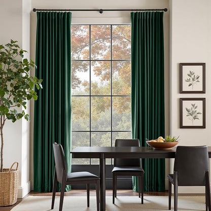 Lazzzy Velvet Blackout Curtains Thermal Insulated Room Window Drapes Super Soft Luxury Curtains for Living Room Bedroom Rod Pocket 2 Panels, Emerald Green, 52" W x 120" L