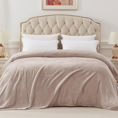 Exclusivo Mezcla Fleece Blanket King Size for Bed, Super Soft and Warm, All Season Use, Cozy, Plush, Lightweight, 120x120 Inches, Camel