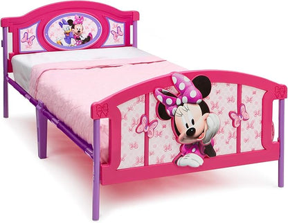Delta Children Plastic 3D-Footboard Twin Bed, Disney Minnie Mouse Snooze 6 inch Memory Foam Twin Mattress (Bundle)