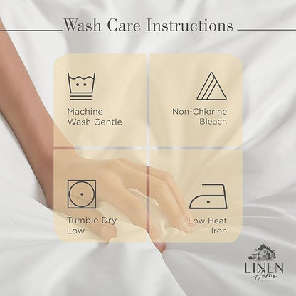 Linen Home 100% Cotton Percale Sheet Set Pack of 2, Queen Size, Ivory, Deep Pocket, 8 Pieces Set - 2 Flat, 2 Deep Pocket Fitted Sheet and 4 Pillowcases, Crisp Cool and Strong Bed Linen