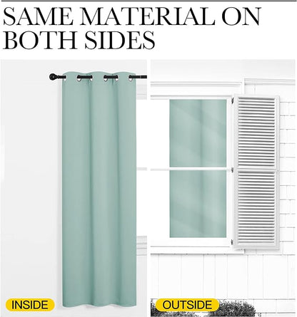 NICETOWN Aqua Blue Room Darkening Curtains for Kitchen, Window Treatment Thermal Insulated Solid Grommet Room Darkening Curtains/Drapes for Bedroom (Set of 2, 42 inches Wide by 50 inches Long)