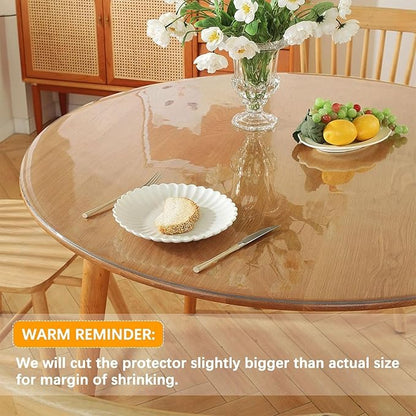 43 " Round Dia Clear Table Protector Tablecloth Cover Desk Top Pad Mat for Glass Furniture Kitchen Coffee Marble End Bed Sofa Side Bistro Corner Bar Night Stand Dinner Table Thick Plastic PVC Vinyl