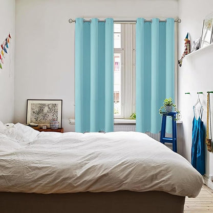 BGment Blackout Curtains - Grommet Thermal Insulated Room Darkening Bedroom and Living Room Curtains, Set of 2 Panels (46 x 63 Inch, Baby Blue)